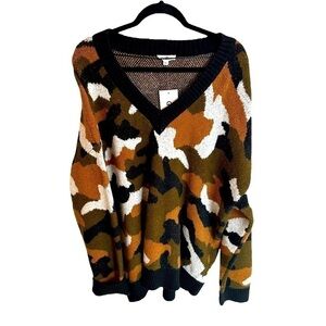 GeeGee Camouflage V-Neck Sweater 3XL | Super Soft & Warm | Longer Length New